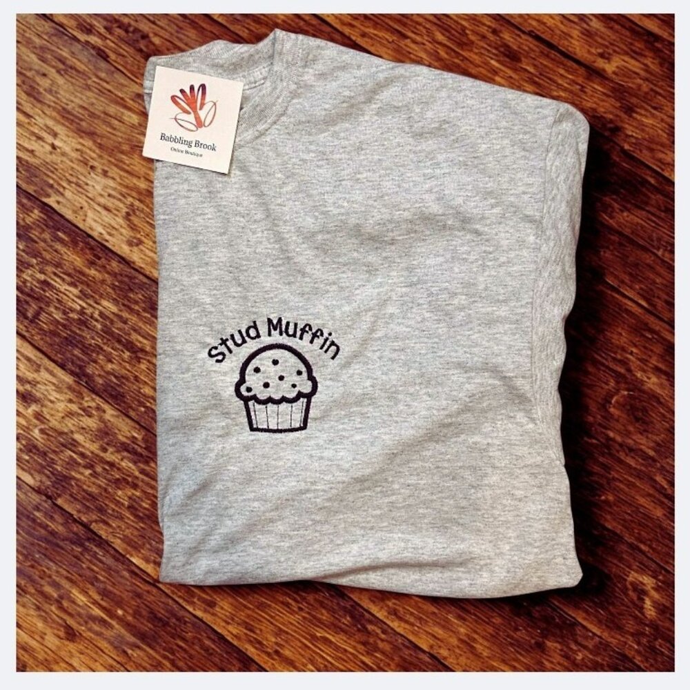 "Stud Muffin" Embroidered Tee